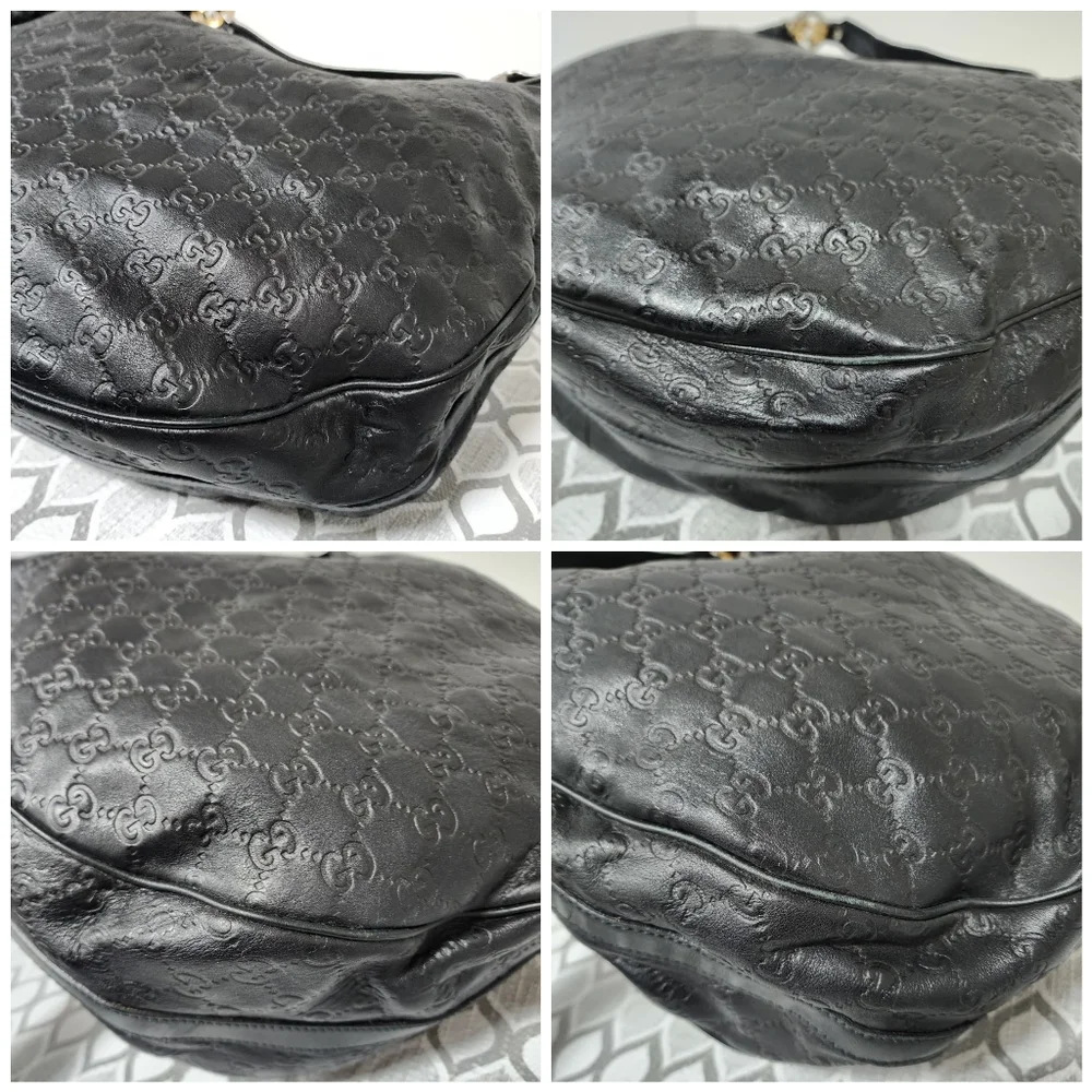 GUCCI Guccissima Leather Twins Large Hobo Bag Black